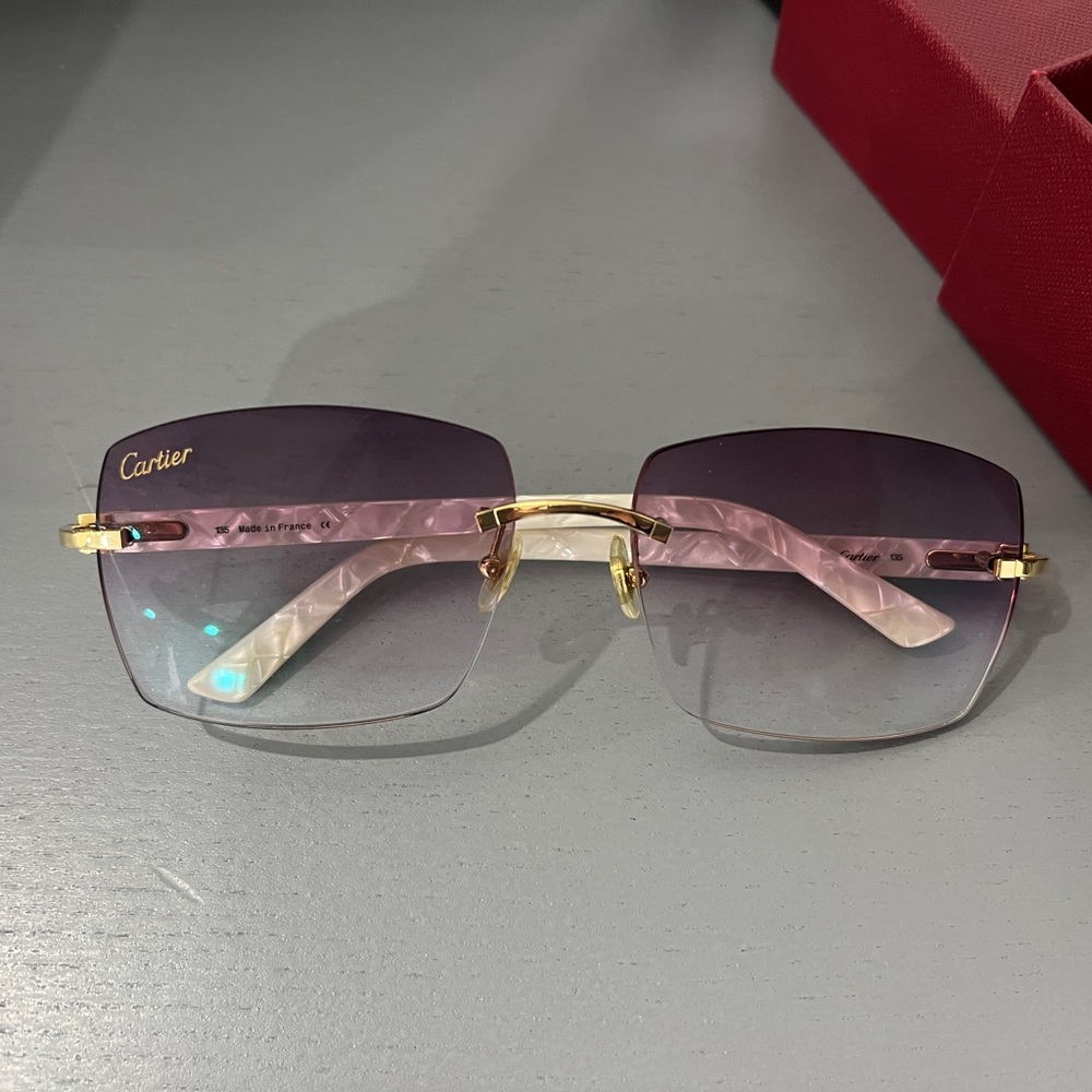 Cartier Purple Rimless Sunglasses with Gradient Lenses